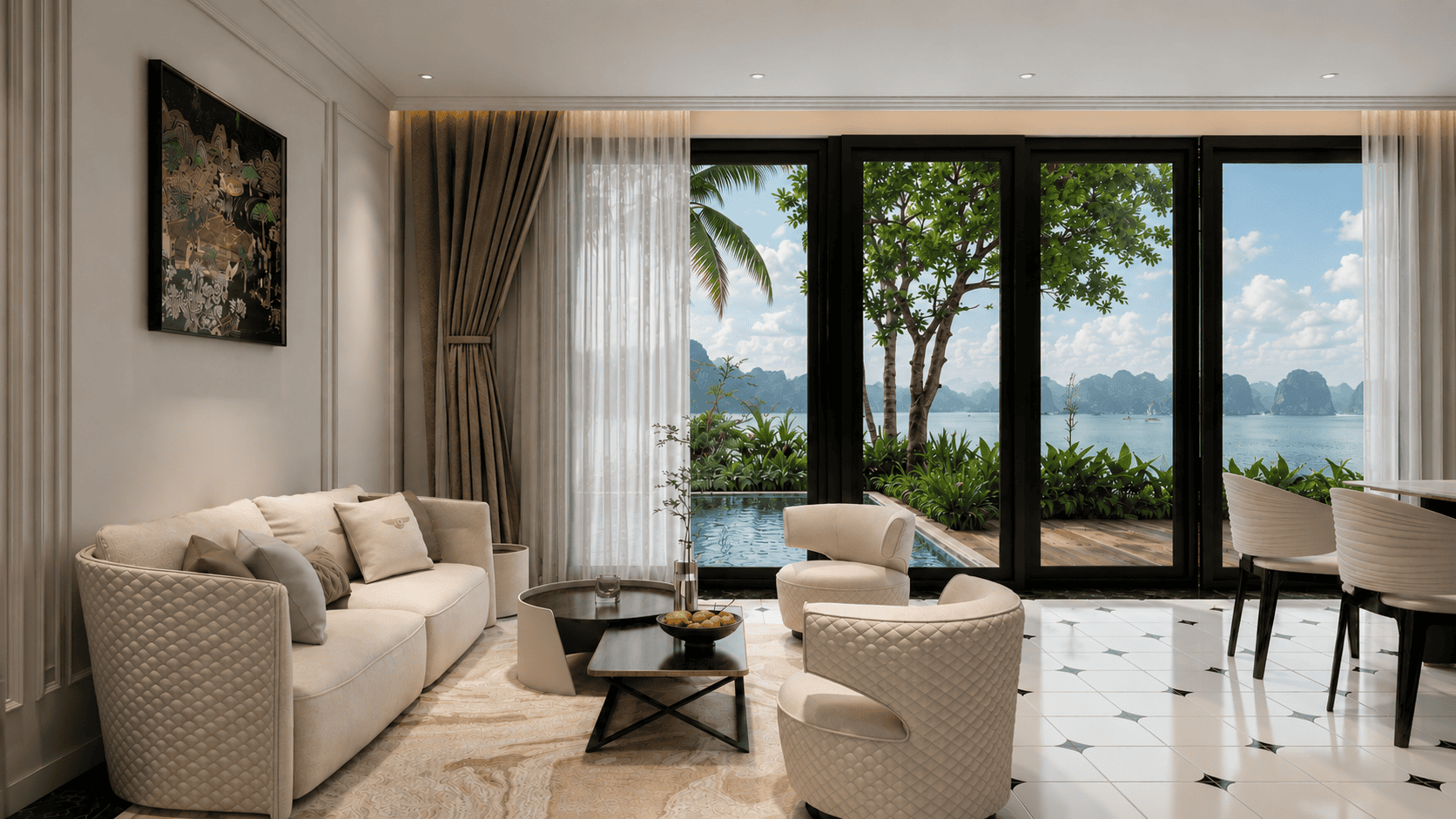 Xu hướng thiết kế nội thất villa biển tối ưu tầm nhìn panorama hướng Vịnh